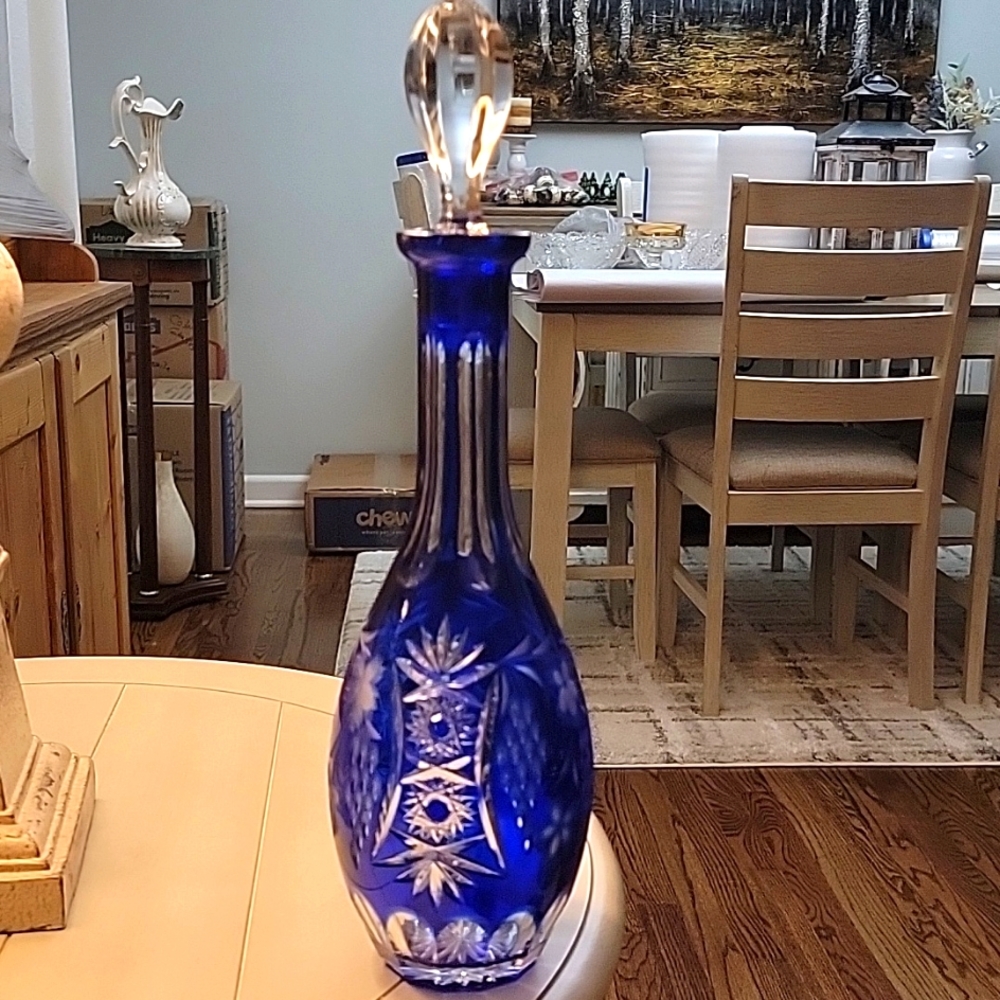 Bohemian Wine Decanter Cobalt Blue.